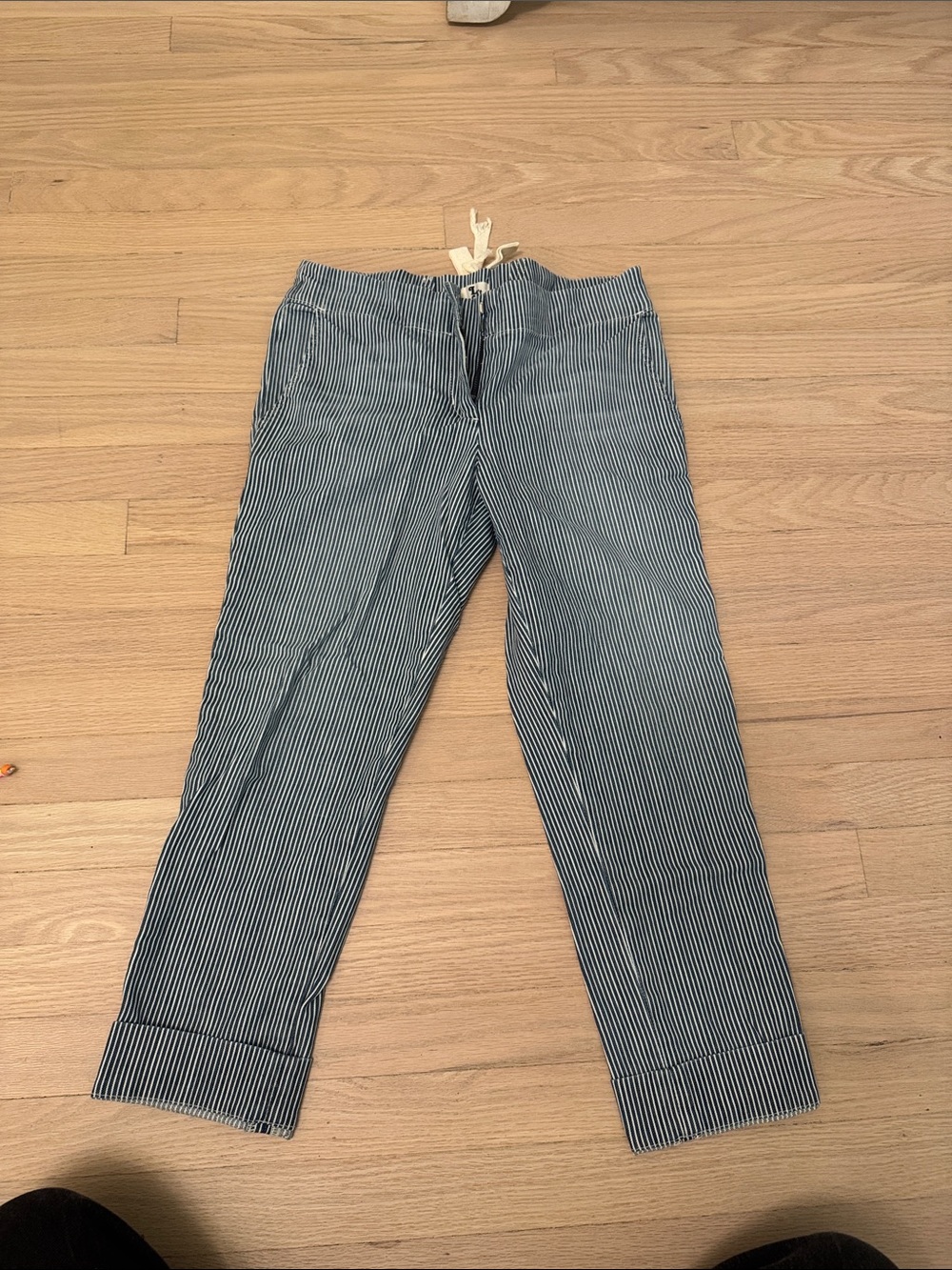 L'AGENCE Navy & White Pinstripe Drawstring Pants